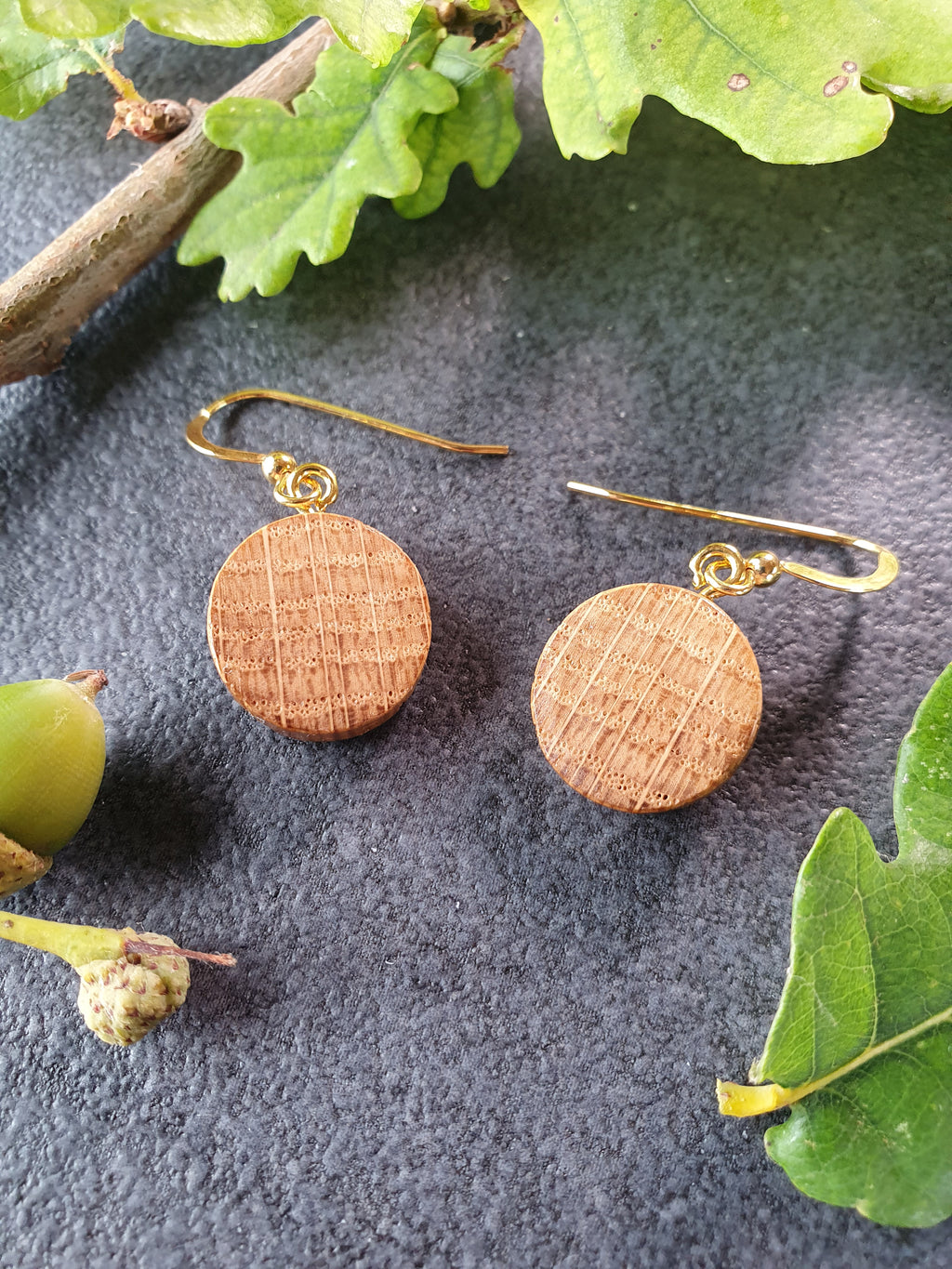 Oak wood earrings