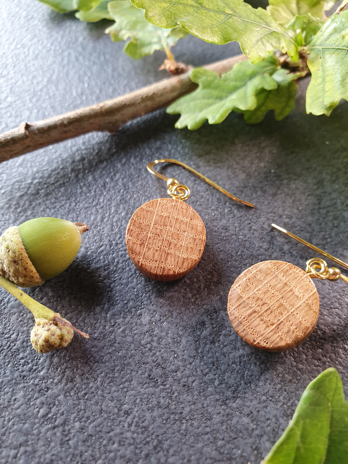 Oak wood earrings