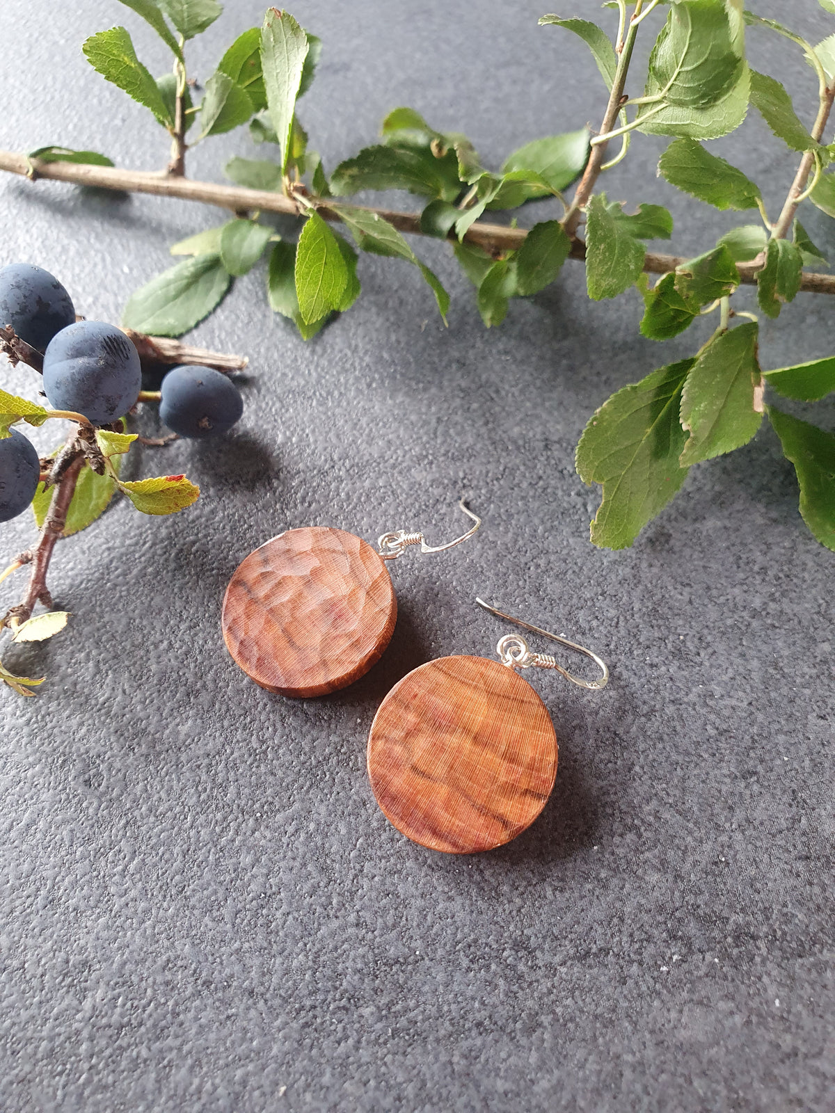 Blackthorn wood earrings