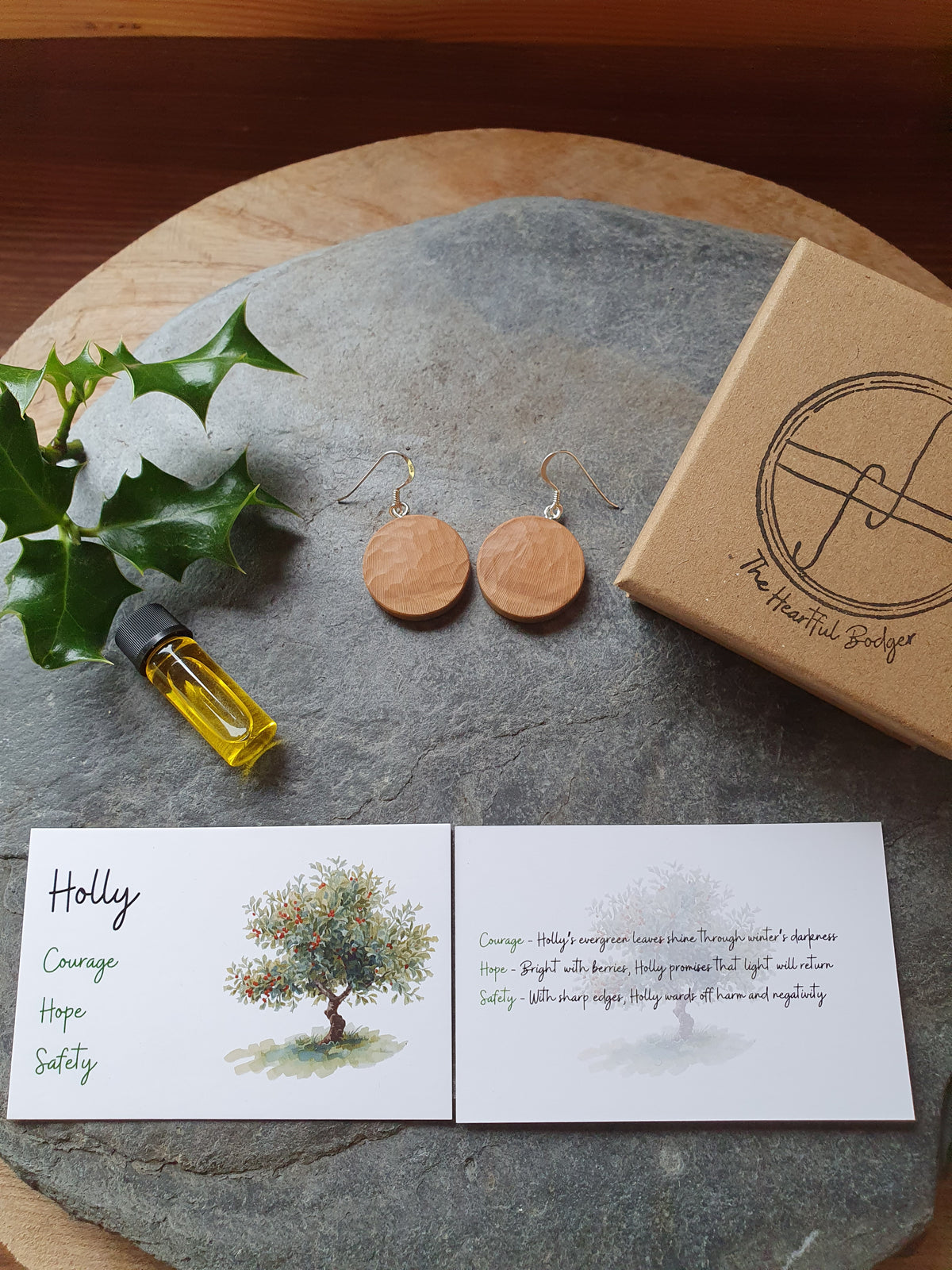 Holly wood earrings