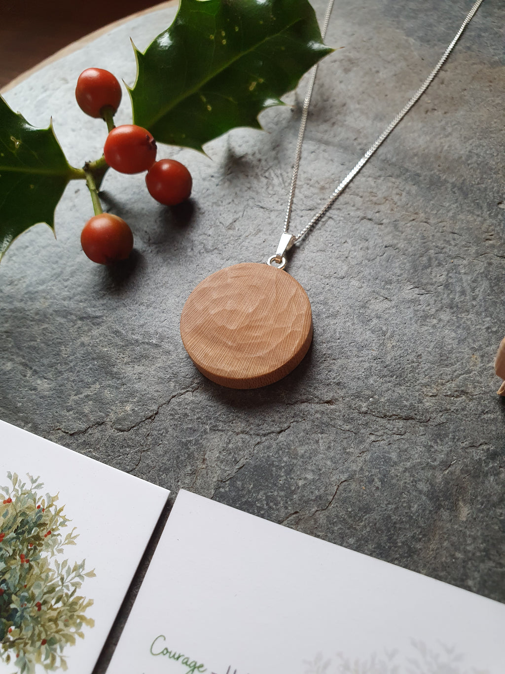 Holly wood necklace